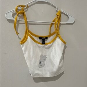 Forever 21 White Camisole with Yellow Trim